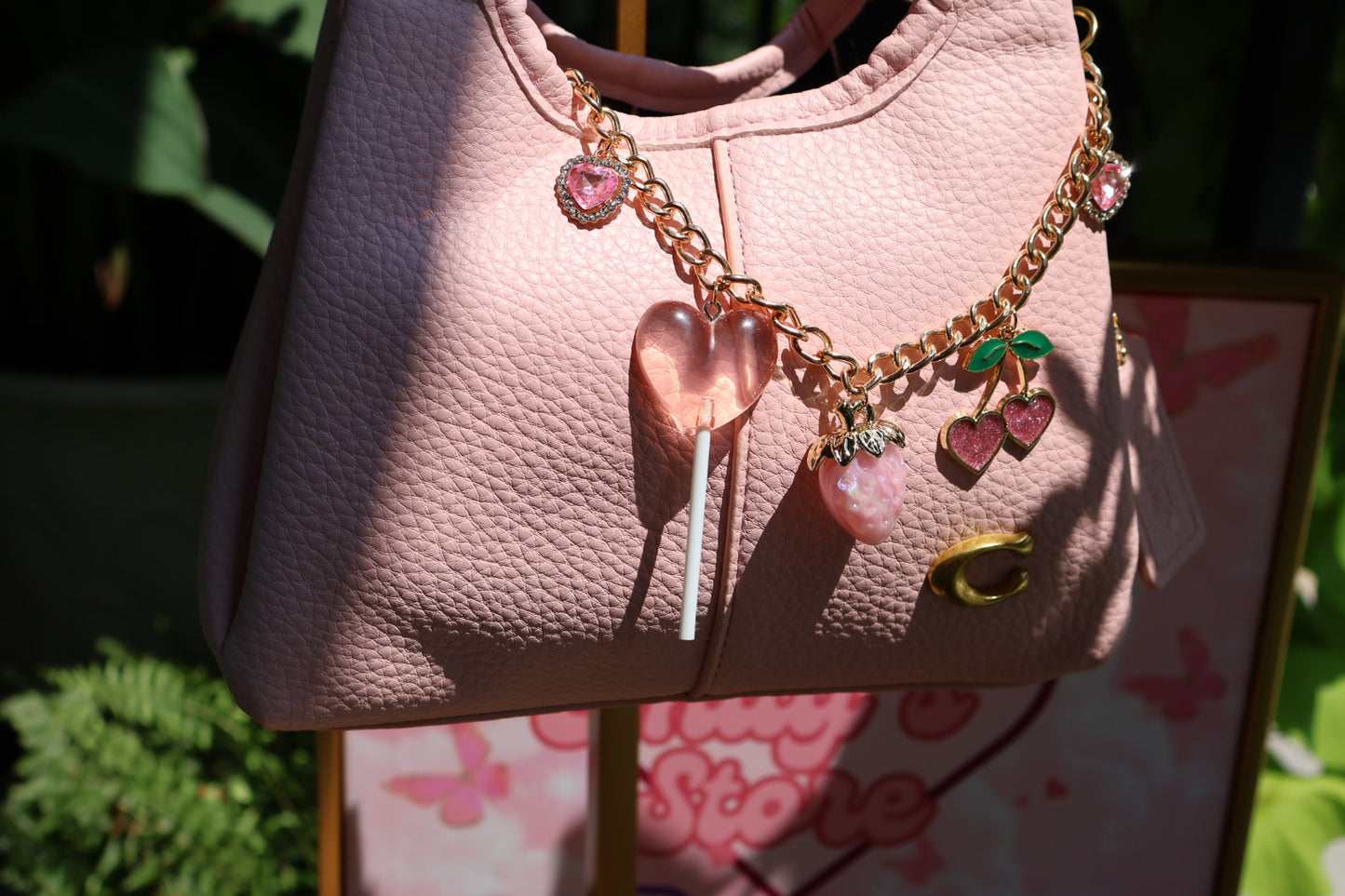 Blush Pink Bag with Lollipop Charm🍭