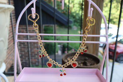 Customized Rhinestones Heart & Cherry Charm