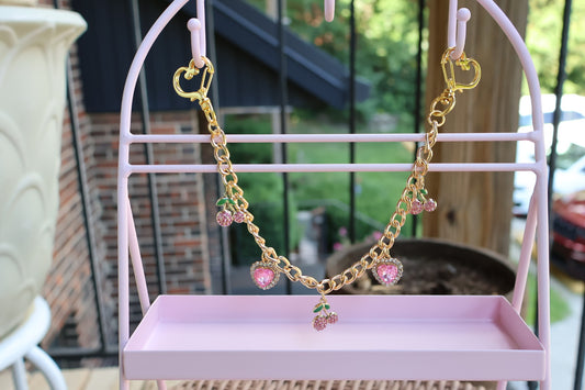 Customized Rhinestones Heart & Cherry Charm
